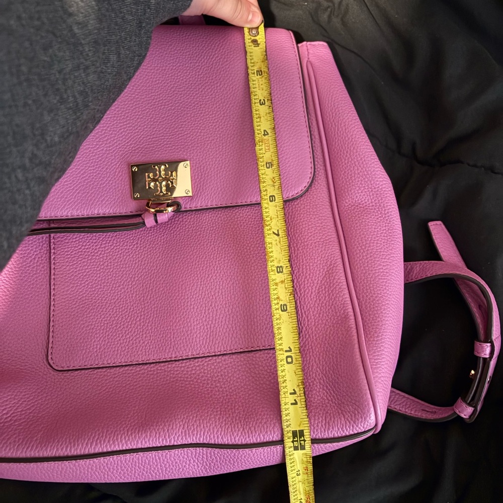 Tory Burch Carter Flap Pinky Lavender Leather Backpack - Picture 12 of 16